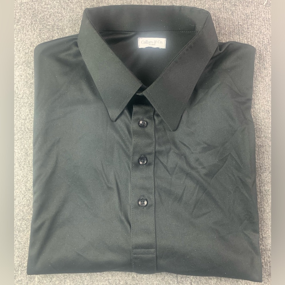 Collars & Co Mens Dress Collar Short Sleeve Golf Polo Shirt Size 3XL Black